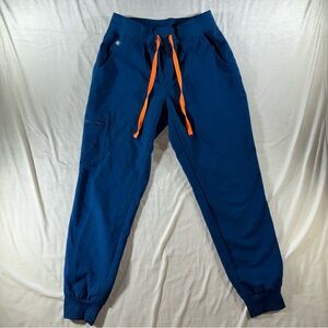 FIGs Zamora Joggers cargo zip Scrub Pants Blue Women’s XS PETITE EUC Vibrant